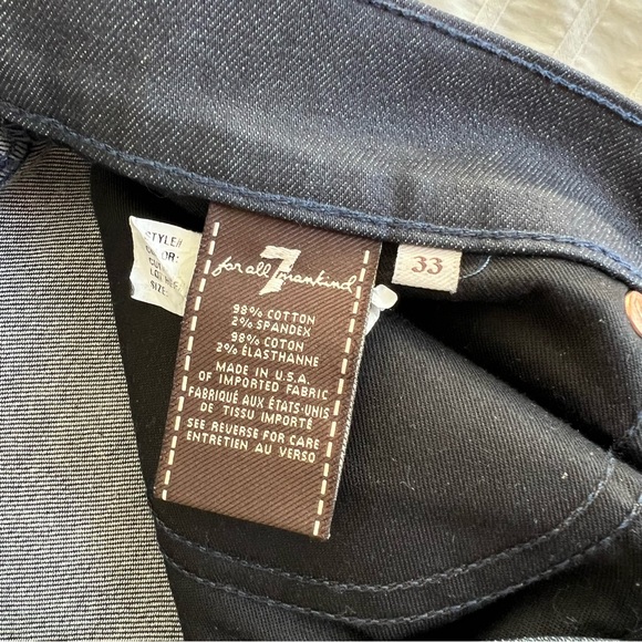 NWOT 7 for All Mankind Slimmy Jeans in Deep Indigo, Size 33 - Picture 8 of 9